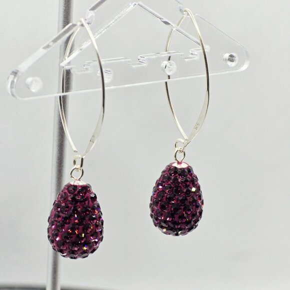 Hand Crafted Purple Drop Earrings - Picture 1 of 9